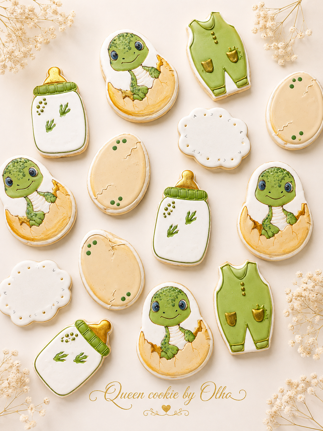 Baby Dinosaur Baby Shower Cookies