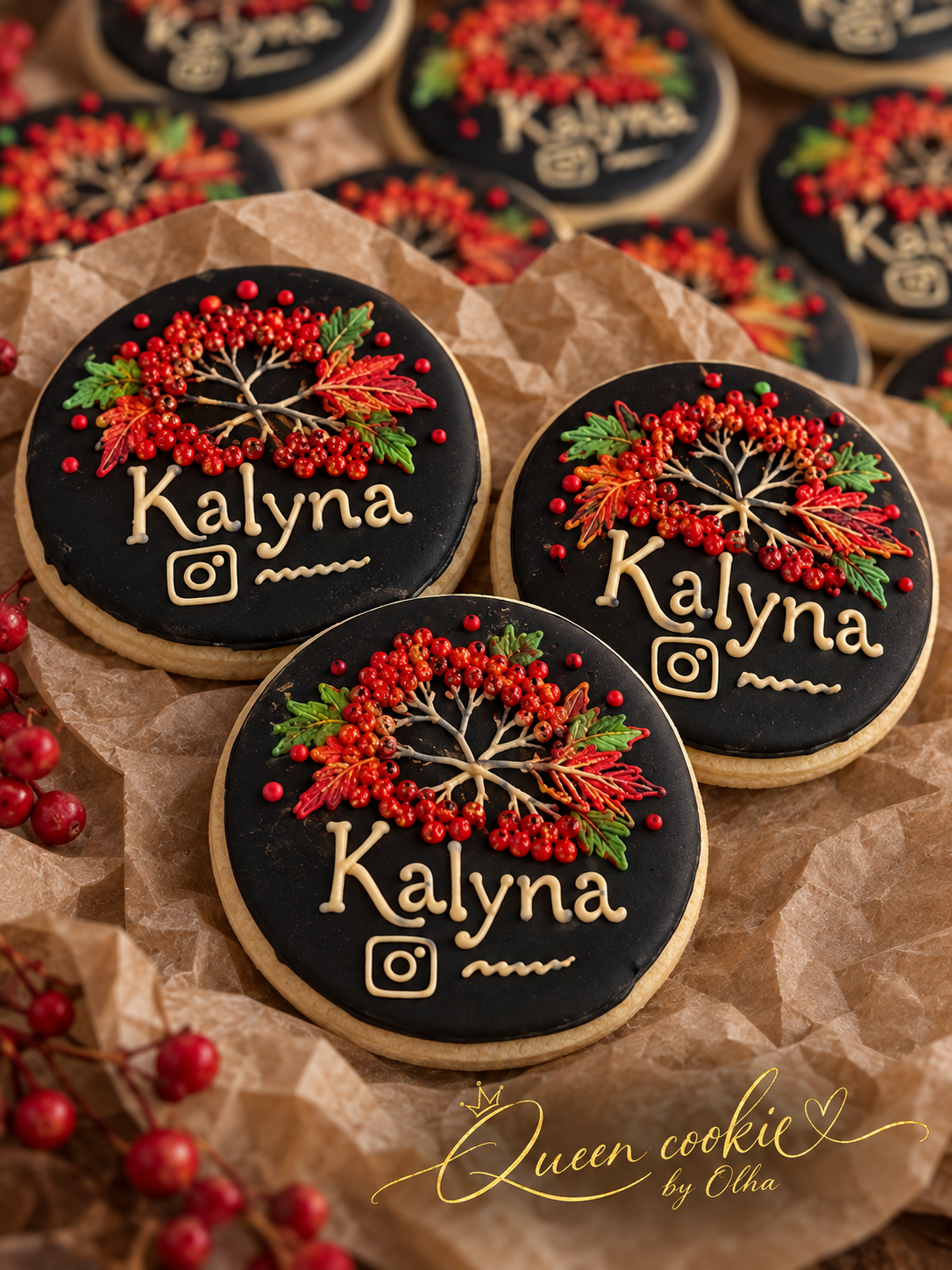 Custom Hand-Piped Logo Cookies – Kalyna